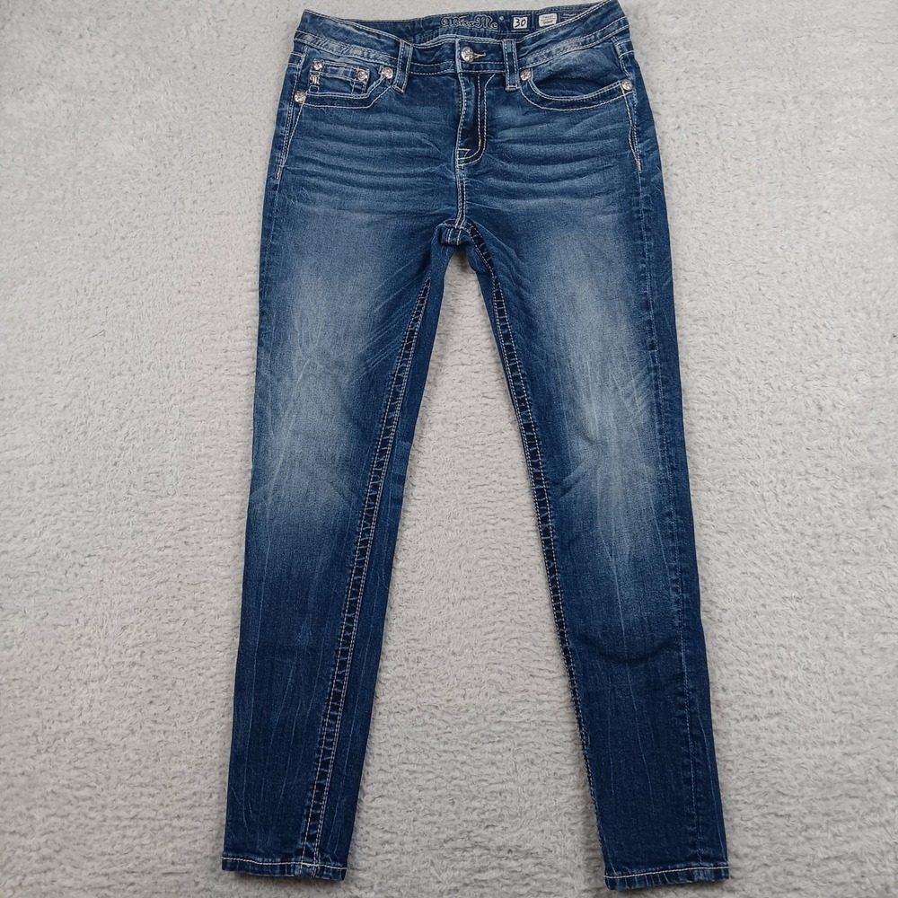 Miss Me Hailey Skinny Jean Women 30 Blue Embellished Pocket M5082S73
